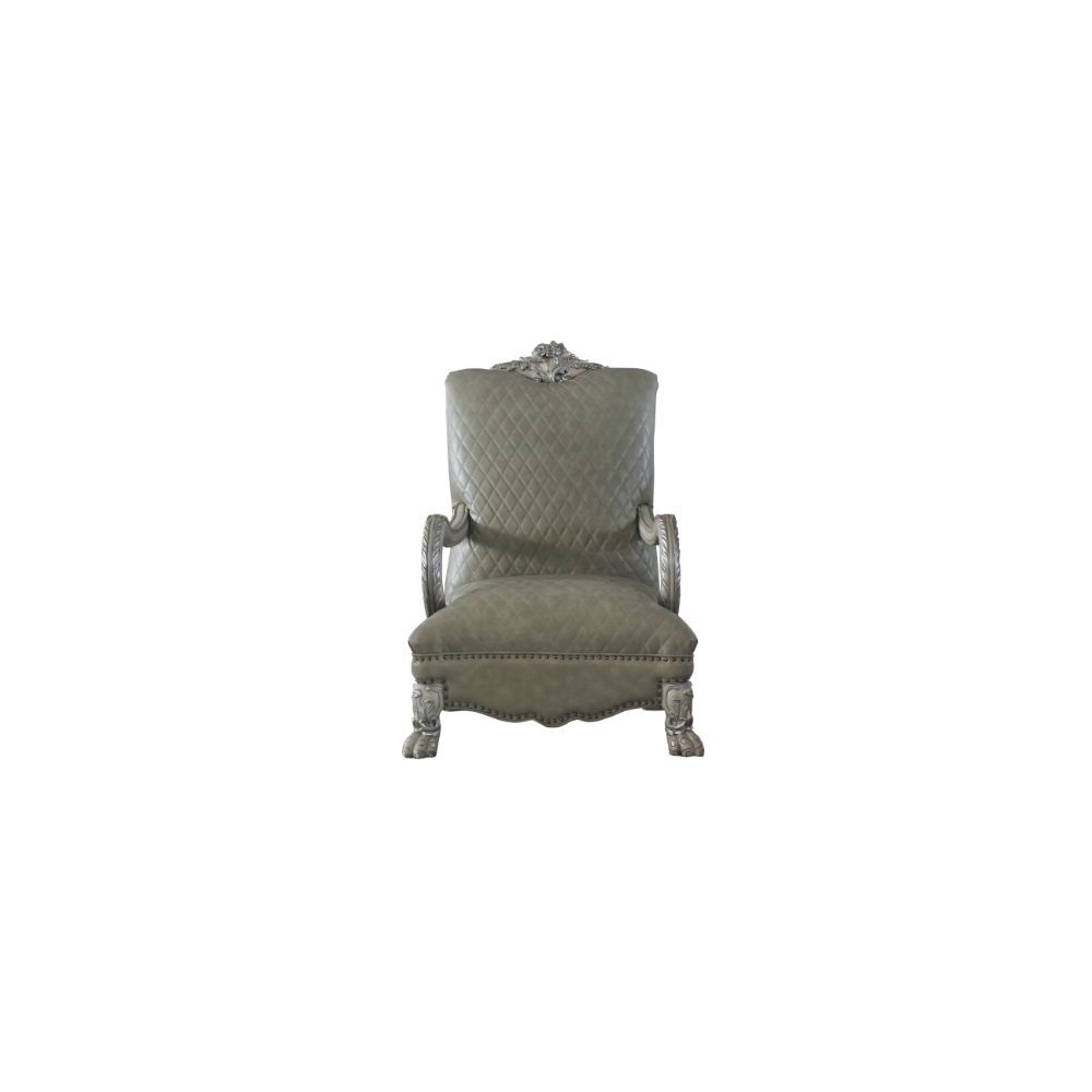 Assembled, w/1 Pillow Floral Scrolled Crown w/Gold Patina Finish & Antique Brush, Nail-head Trim (Base) Backrest Style: Tight Tight Back & Loose Seat Cushion (1+1) CONSTRUCTION] Pocket Coil Seat, Wooden Inner Frame (Solid Wood+Ply), Tight Seat Cushion (PU