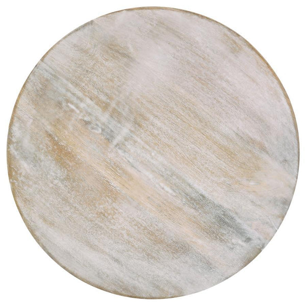 Dianella - Round Pedestal Base Accent Side Table - White Washed