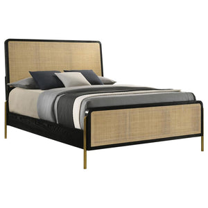 Arini - Rattan California King Panel Bed - Black And Natural