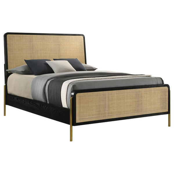 Arini - Rattan California King Panel Bed - Black And Natural