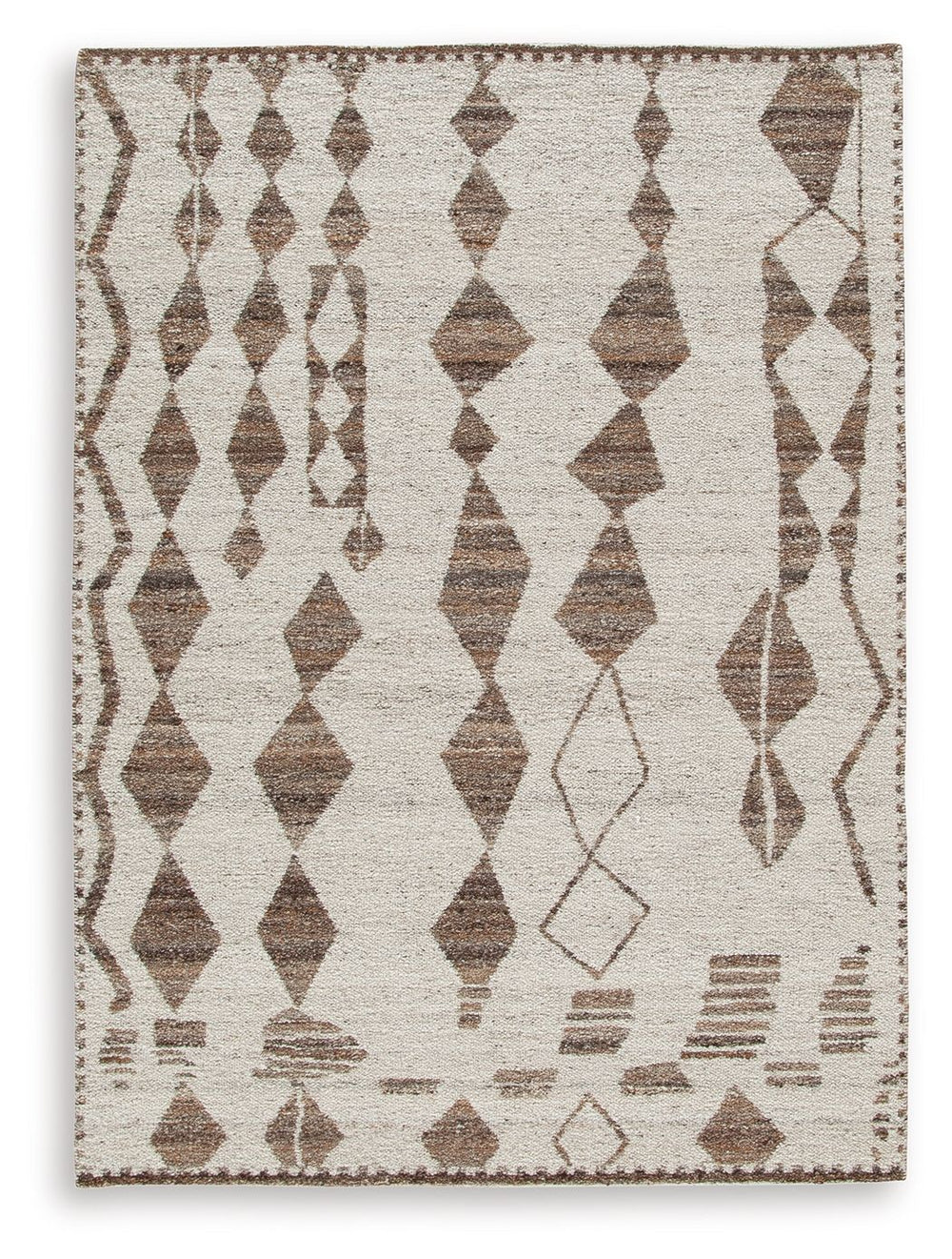 With its striking geometric design, this area rug knows how to make a subtle statement. Its shades of beige and brown are a welcome complement underfoot that doesnâ€™t overtake your roomâ€™s decor. This beautiful rug infuses a laid-back sensibility that s
