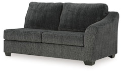 This right-arm facing sofa is made with polyester upholstery. Pairs with other items in the series to make a sectional, sold separately.<br><br><b>Additional Dimensions</b><br><ul><li>Arm height: 27-"</li><li>Seat depth: 32-"</li><li>Seat height: 20-"</li