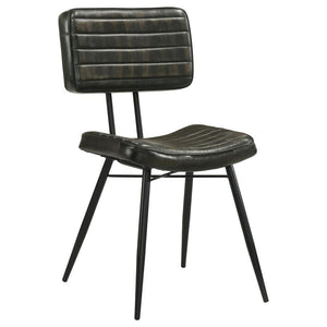  the padded seat and backrest offer both comfort and durability. Vertical tufting details enhance