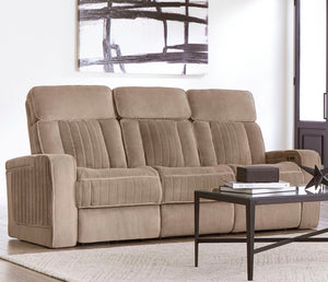 Equinox - Power Reclining Sofa And Loveseat - Mushroom