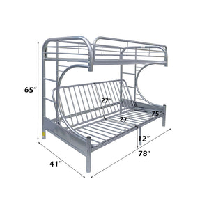 Eclipse - Twin Over Full Over Futon Bunk Bed - Silver