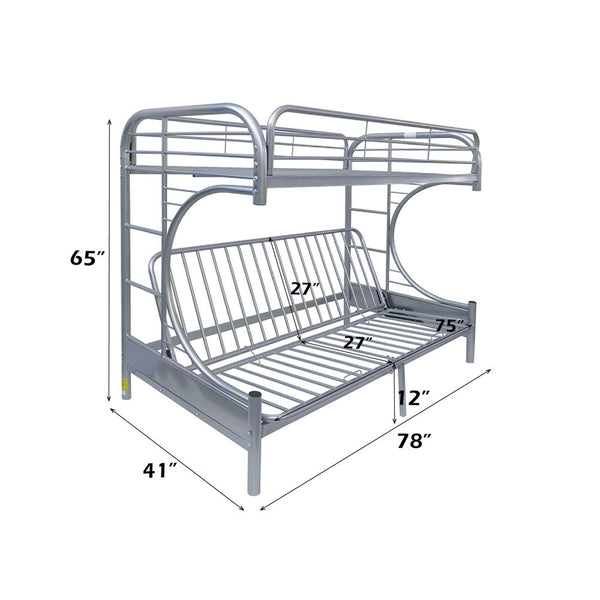 Eclipse - Twin Over Full Over Futon Bunk Bed - Silver
