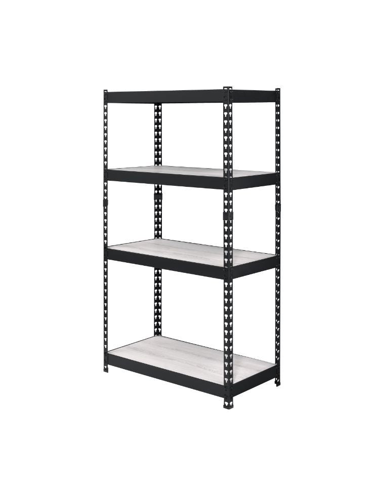 Personfiy your workplace with some bold, clear and strong accessories. The Decmus Bookshelf has a black metal frame with simple hollow out carved patterns for a modern industrial look. It is outfitted with adjustable shelves that allow more flexible use o