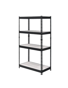Personfiy your workplace with some bold, clear and strong accessories. The Decmus Bookshelf has a black metal frame with simple hollow out carved patterns for a modern industrial look. It is outfitted with adjustable shelves that allow more flexible use o