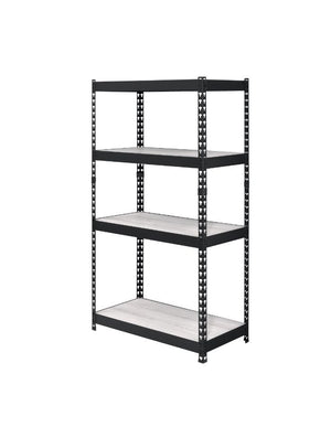 Personfiy your workplace with some bold, clear and strong accessories. The Decmus Bookshelf has a black metal frame with simple hollow out carved patterns for a modern industrial look. It is outfitted with adjustable shelves that allow more flexible use o