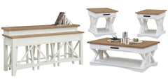 Destined to be the heart of any conversation area, the Americana Modern Cocktail Table is a must-have. Crafted in a soft Cotton white finish, it features a contrasting wood-grain top in Weathered Natural. A lower open area is perfect for storage and displ