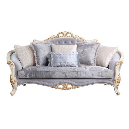 Beautifully designed and executed the Galelvith living room collection offers a grand experience. With dynamic crown moldings and beautifully carved wooden claw legs to add dimension. The sofa and loveseat feature a bench-style seat cushion with pocket co