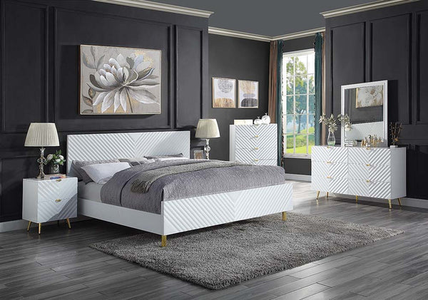 Gaines - Queen Bed - White High Gloss Finish