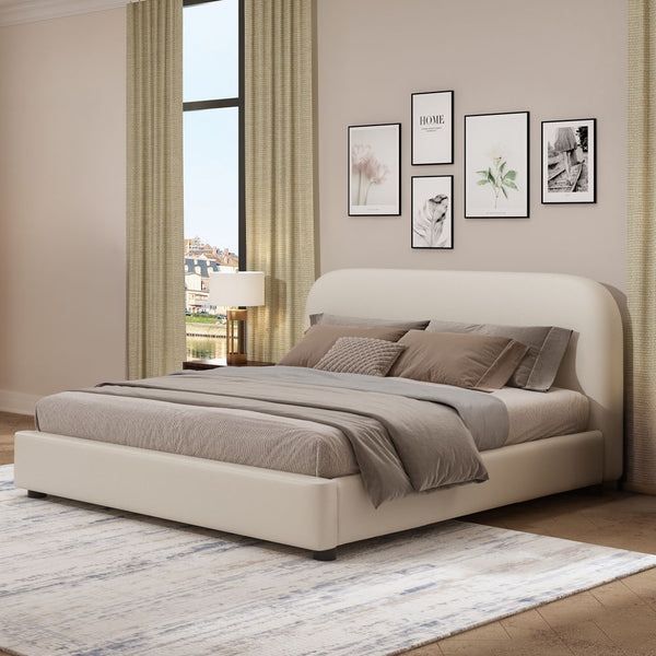 Transform your bedroom into a sanctuary of comfort and style with the Arden bed. Wrapped in luxurious beige fabric, this bed exudes elegance and tranquility. Its minimalist design complements any decor, while the sturdy frame ensures lasting durability. P