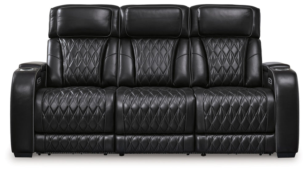 Ready to take your reclining experience to the next level? Then sit up and take notice. With this power reclining sofa, ultimate relaxation is at your fingertips. Experience the pure bliss of an air massage system and heated seats at the touch of a button