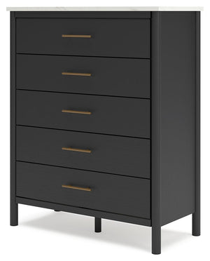 Cadmori - Black / White - Five Drawer Wide Chest