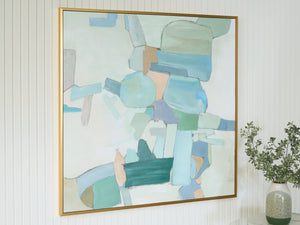  its design brings a pop of pattern and color to your decor. And the piece hangs four ways