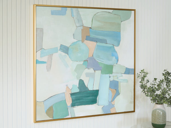  its design brings a pop of pattern and color to your decor. And the piece hangs four ways