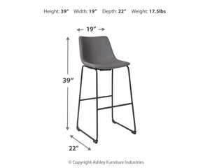 Centiar - Gray - Tall UPH Barstool (Set of 2)
