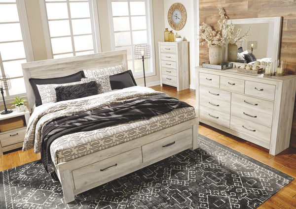 Bellaby - Whitewash - King Platform Bed with 2 Storage Drawers