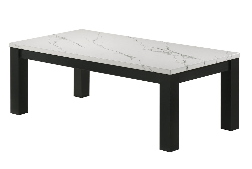 Elevate your living room with this sleek and stylish cocktail table set, designed for the discerning modern homeowner. The set includes a sophisticated coffee table and two matching end tables, each featuring a striking faux marble top that adds a touch o