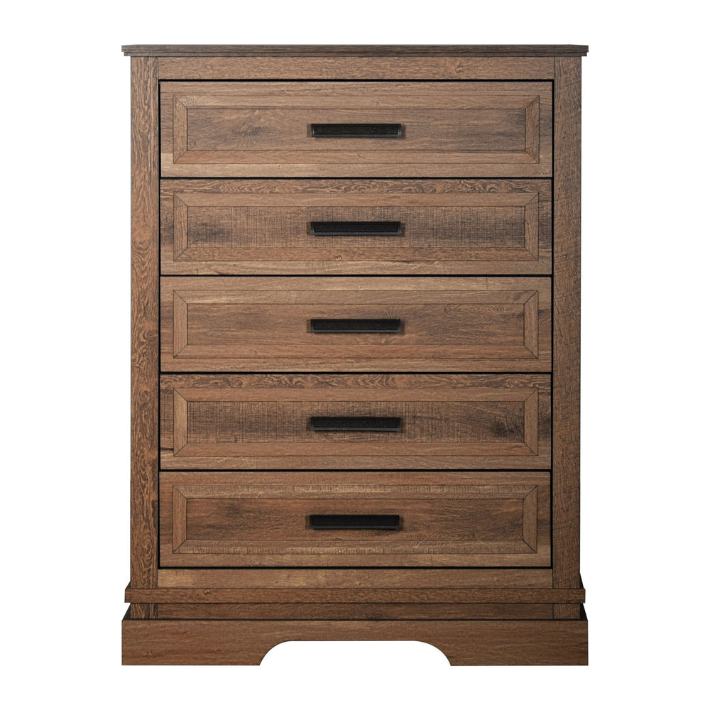 The Coventry Hall Chest in Pecan is a perfect blend of durability and modern rustic style, making it a valuable addition to any bedroom. Constructed from high-quality manufactured woods and topped with eco-friendly decorative laminate, this chest offers a