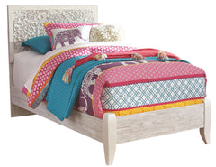 Your young trendsetter can live out her free spirit with this twin bed. Exquisite carved medallion pattern is a testament to true style. Charming whitewashed finish sets a foundation for a room bursting with personality. Headboard-'s adjustable height des