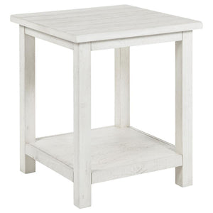 Blending rustic warmth with functional design, this end table enhances your living room with cozy style. Built from pine wood and reinforced with engineered wood, it features a square silhouette suited for farmhouse or casual interiors. Its open lower she