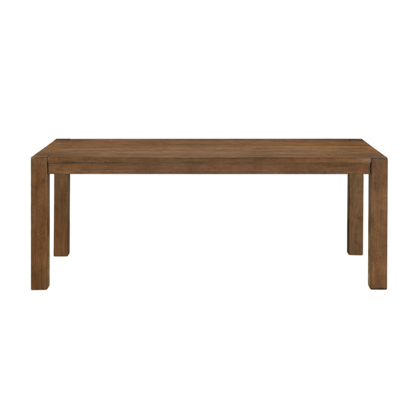  featuring a 78" dining table and 4 side chairs in a rich chestnut brown finish. Crafted from durable rubberwood solids and birch veneers