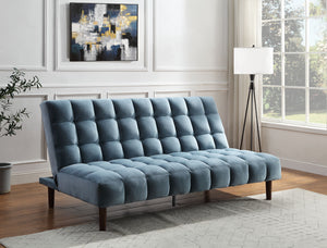 Yolandi - Futon - Teal Velvet & Dark Walnut Finish