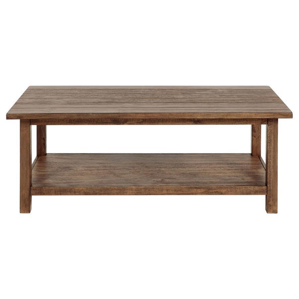  ensures durability while exuding a warm rustic charm. Its open lower shelf keeps d