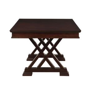  versatility and sleek style that enhances any dining room. It designs with the overlapped X-shape style table base and chair backs. The set is made from wood and veneers