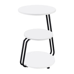 Put final touches on a modern living space with the sculpted flair of this contemporary accent table. The three-tier design is eye-catching and versatile, offering spaces for decor and essentials like a book or beverage. The table boasts a bright white fi