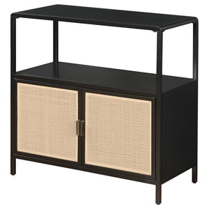Amherst - 2-Door Radio Weave Cane Metal Accent Cabinet - Black