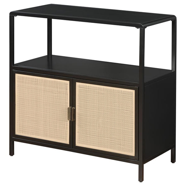Amherst - 2-Door Radio Weave Cane Metal Accent Cabinet - Black
