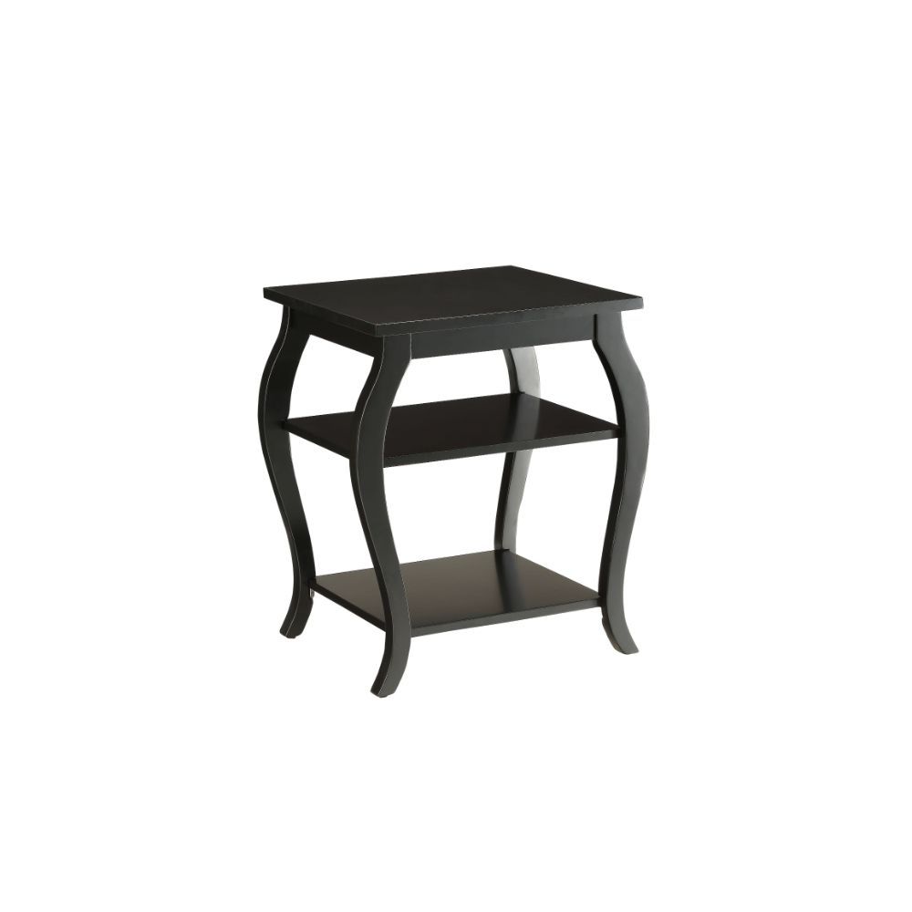 With the ability to be facing either way depending on what you like, the Becci end table is an unique design in which it can be turned either way. It features two lower shelves for plenty of open storage. And also offered in five colors: Walnut for the tr
