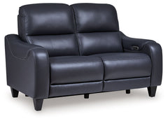 This power reclining loveseat puts a sleek twist on laid-back living. It satisfies your desire for comfort without being bulky in design, thanks to subtly incorporated one-touch reclining and adjustable headrests. With chic exposed legs and stunning stitc