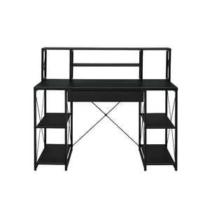 Specifically designed for all purpose, this Amiel Music Recording Studio Desk is suitable for study room, bedroom, living room or home office. Expertly crafted with selected veneers, manufactured wood, and metal tube, this piece has open shelving, hutch a