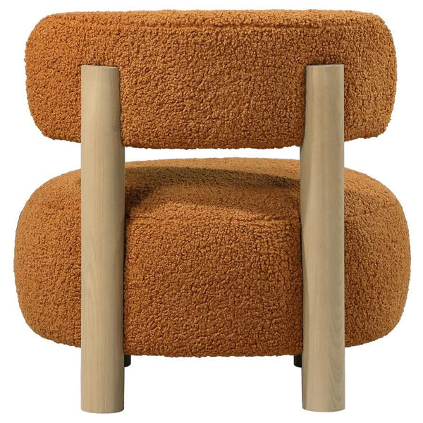 Zonie - Boucle Upholstered Barrel Back Accent Chair - Orange