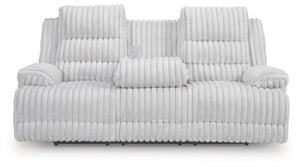 Rhines Falls - Alloy - Reclining Power Sofa With Drop Down Table