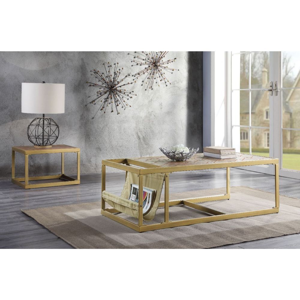 The Genevieve Coffee Table will add a contemporary touch to any room in your home. This brilliant rectangular occasional table showcases a distinctive style for an intriguing look. The beautiful cocktail table features a unique retro brown top grain leath