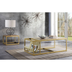 The Genevieve Coffee Table will add a contemporary touch to any room in your home. This brilliant rectangular occasional table showcases a distinctive style for an intriguing look. The beautiful cocktail table features a unique retro brown top grain leath