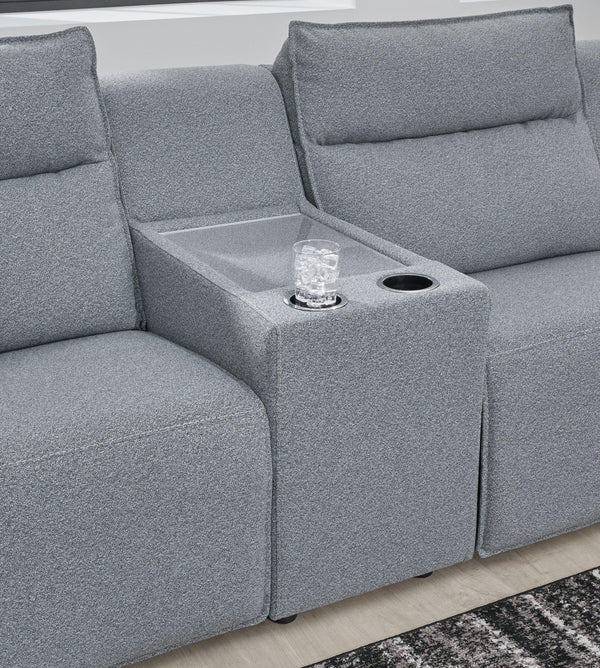Modmax - Salt And Pepper - 6-Piece Reclining Sectional With Storage Console And With RAF Zero Wall Power Recliner