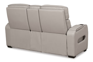 Boyington - Gray - Power Reclining Loveseat with Console/Adj Hdrst