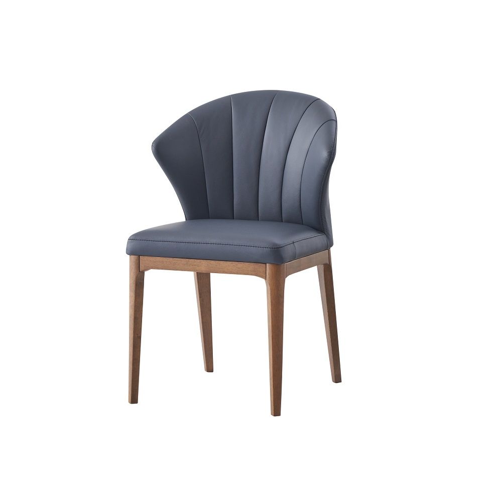 Top Grain Leather Upholstered Seat & Back Cushion Wooden Legs