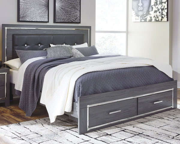 Reminiscent of Hollywood glamour of yesteryear, this king panel bed with storage interprets luxury in a decidedly modern way. Sumptuous details include button-tufted upholstery, faceted faux crystals and chrome-tone accents beautifully lit by LED lights e