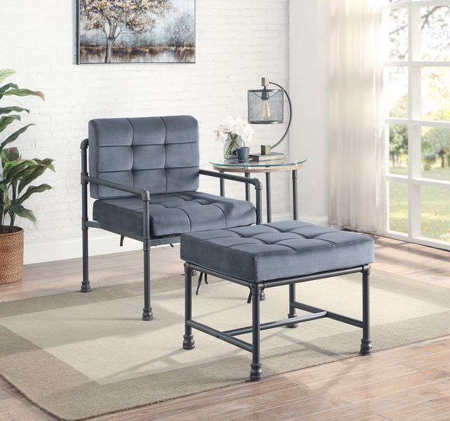 Foam Density: D20 Memory Foam<br/><br/><b>Product Features</b><ul><li>KD</li><li>Memory Foam Seat & Back Cushion</li><li>Accent Pillow Included</li><li>Water Pipe Style</li><li>Loose Back & Seat Cushion</li><li>Case: 1Pc/1Ctn</li><li>Finish: Gray Velvet &