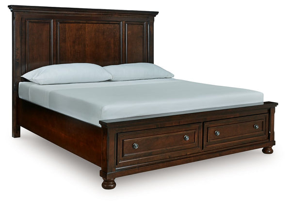 The quality craftsmanship is clear to see. The classic design elementsâ€”including bun feetâ€”are easy to love. Satisfying your taste for vintage inspiration, this California king panel storage bed is elegant without looking fussy. Two built-in drawers at