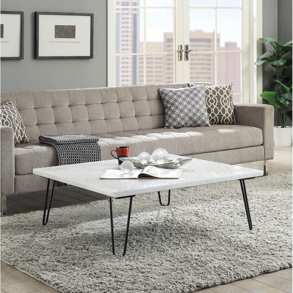 KD, Square Coffee Table â€¢ No Storage: (Open Base) â€¢ Marble Top: Real Marble, Ply, Top Size: 1 Inch Thick (32mm), (Fixed Top/No Apron) â€¢ Metal Geometric Leg: Metal Tube<br/><br/><b>Product Features</b><ul><li>Occasional Table</li><li>NO Storage</li><