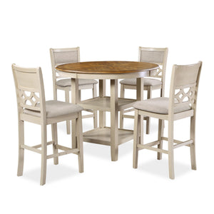 Mitchell - 5 Piece Counter Dining Set - Bisque / Brown