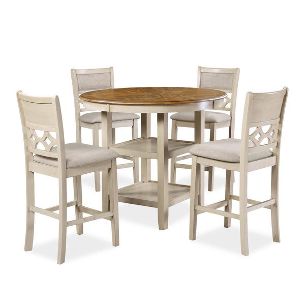 Mitchell - 5 Piece Counter Dining Set - Bisque / Brown